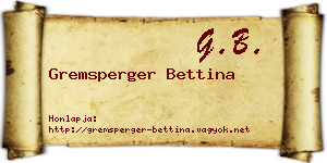 Gremsperger Bettina névjegykártya